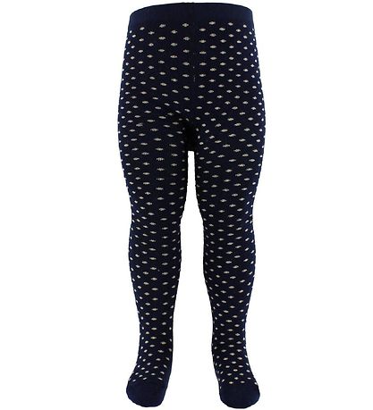 Fuzzies Strumpfhosen - Navy m. Beige Punkte