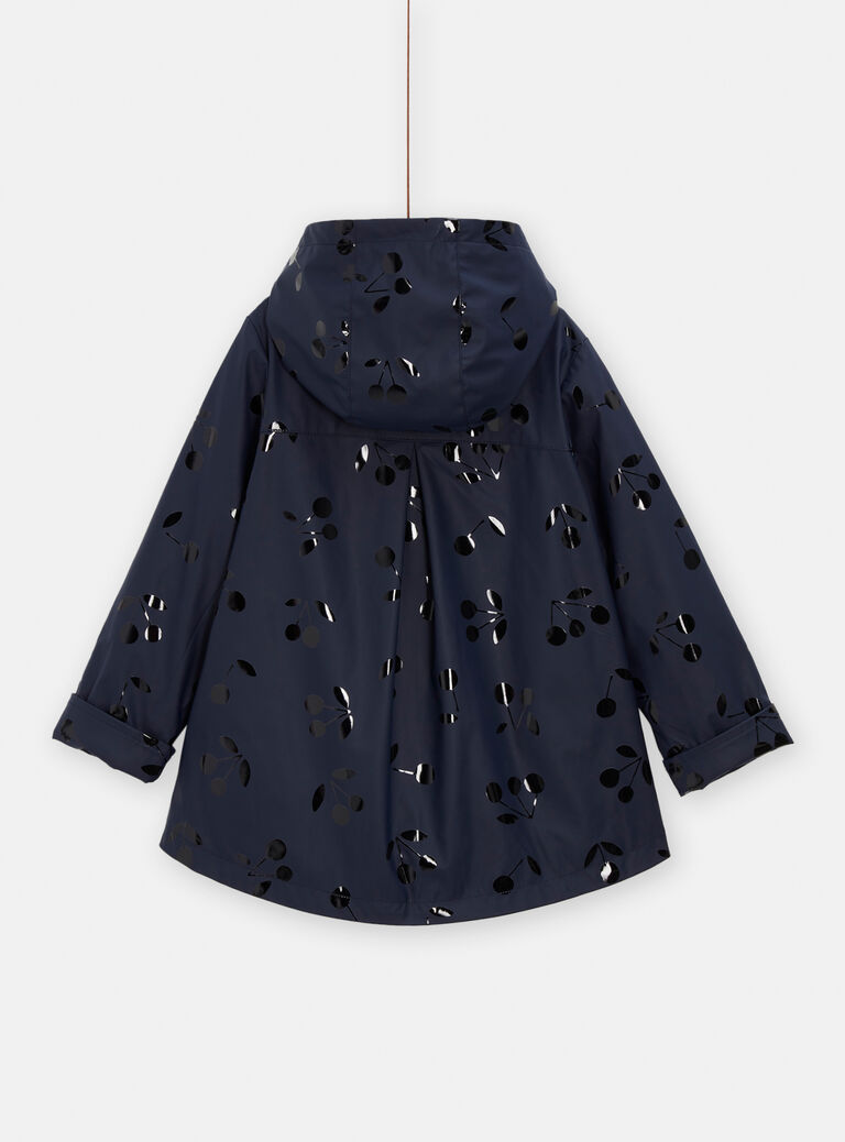 Imperméable bleu marine imprimé cerises pour fille