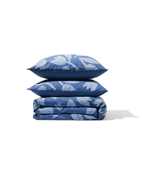 housse de couette en coton doux 240x200/220 tulipe bleu