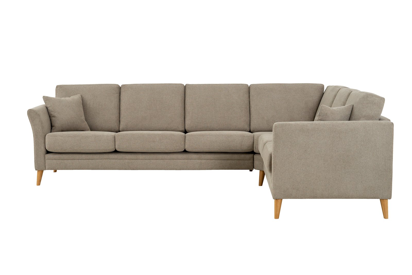 Eden hjørnesofa 32 hjørne i tekstil Brooklyn 9 Cappuccino med ben i eik natur (15137).