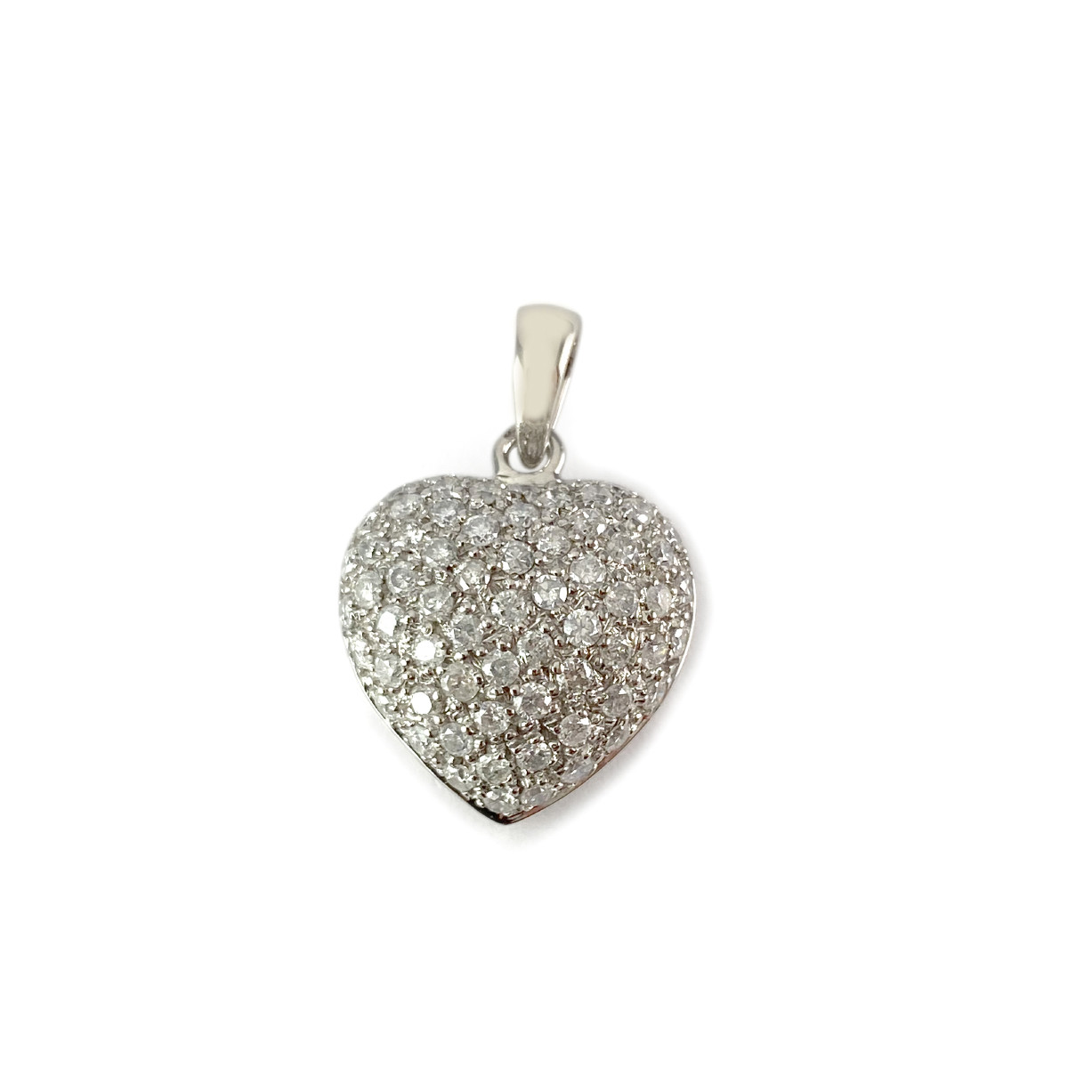 Pendentif coeur d'occasion or 750 blanc diamants
