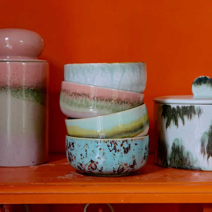HKliving - 70's Dessertschale, Ø 12,5 cm, cliffs