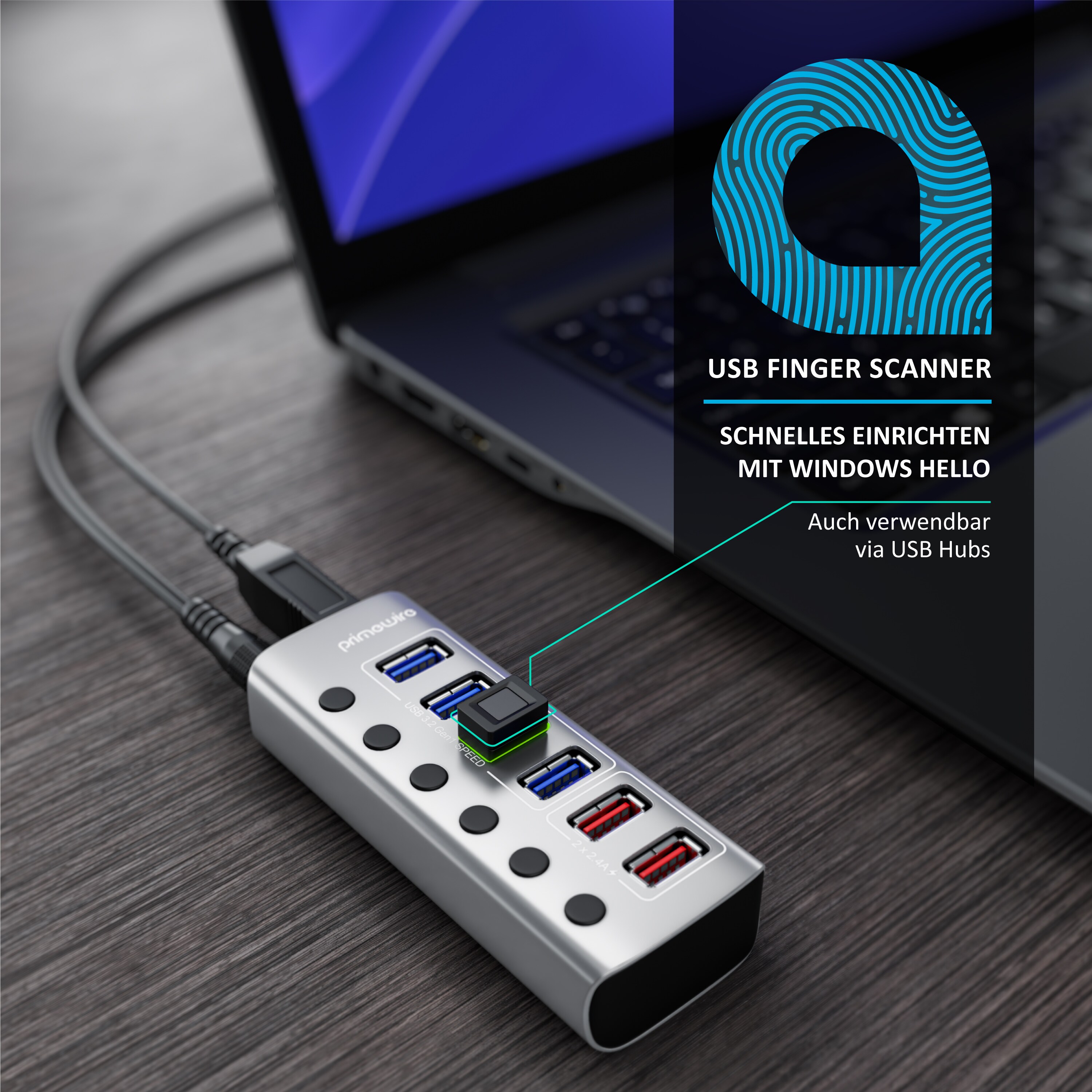 Aplic USB Fingerabdrucksensor Fingerabdruckleser - bis zu 10 IDs - Windows 8 10 11 - unterstützt bis zu 10 IDs - USB - Plug & Play - Finger Scanner