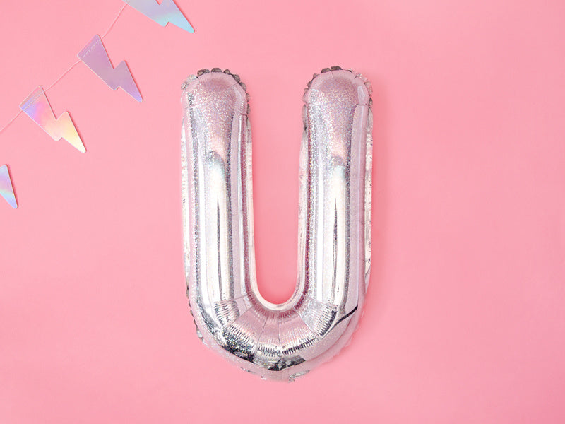Folie Ballon Letter U Holografisch Leeg 35cm
