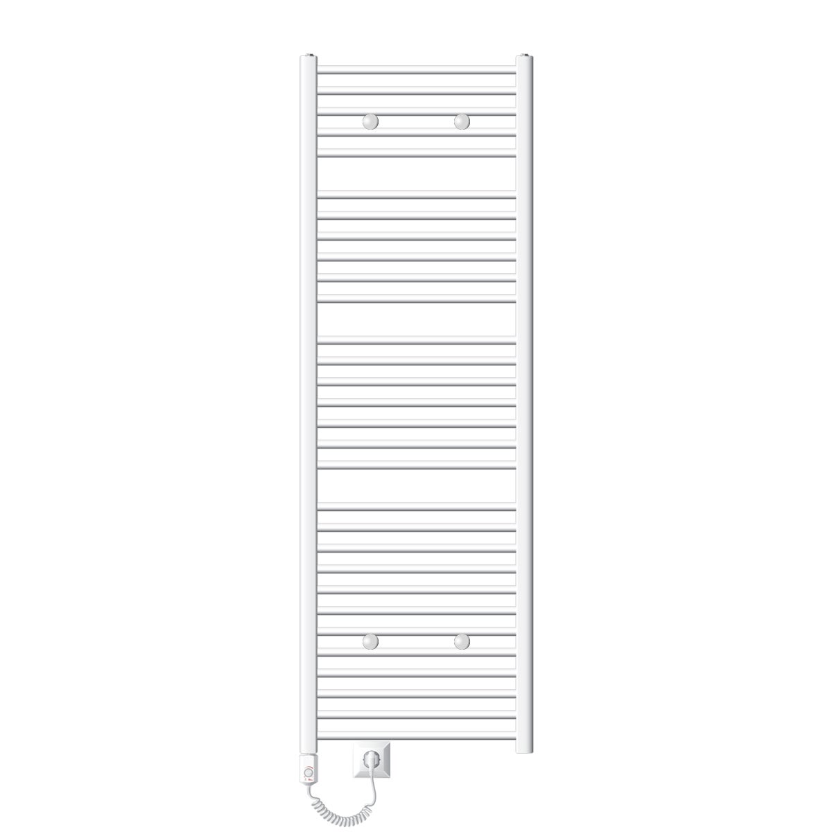LuxeBath Elektrische Badkamerradiator Sahara 600x1800 mm Wit Rechte Zijaansluiting & Verwarmingselement 1200W met Thermostaat & Digitaal Display, Handdoekradiator met Verwarmingspatroon, Handdoekwarmer Handdoekdroger