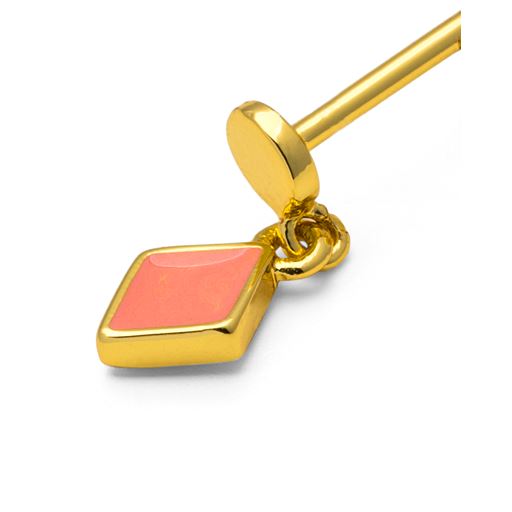 LULU Copenhagen Confetti Dangling Ørering, Gold Plated/Burnt Coral