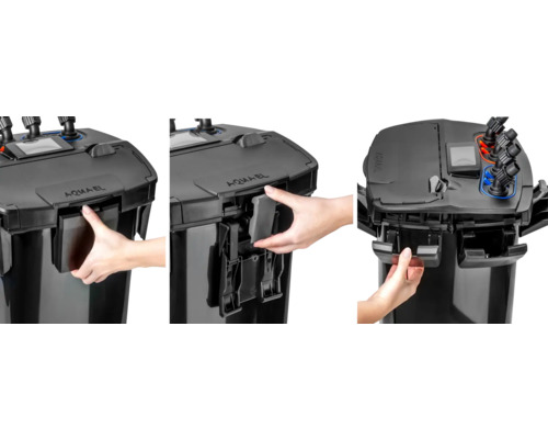 Aquarium Thermo - Buitenfilter Aquael HYPERMAX LINK Buitenfilter voor aquaria tot ca. 1500 l, doorstroming elektronisch regelbaar via app tot 4500 l/u, 18-36 W, geïntegreerde verwarming regelbaar via app 2x 150 W, 24 V spanning, filtervolume ca. 15,9