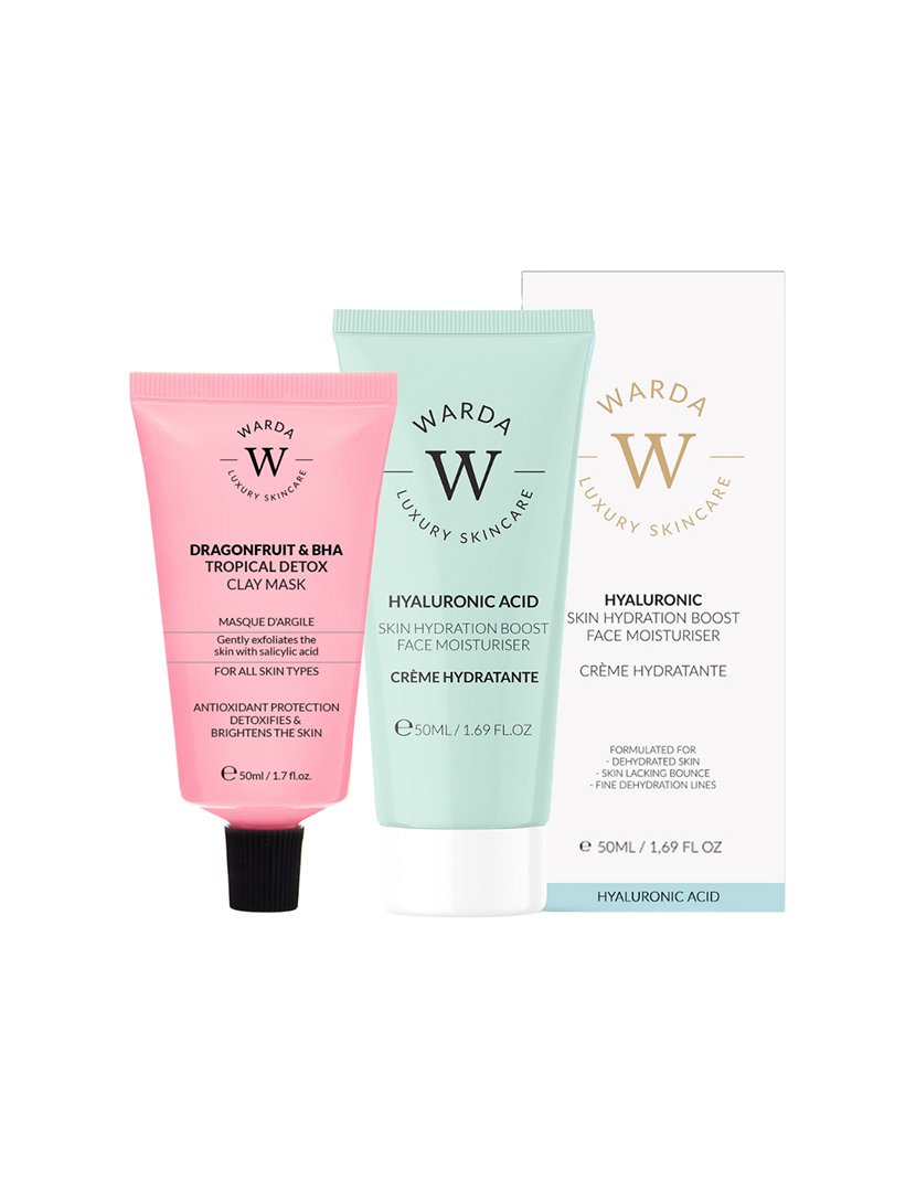 Hyaluronic Acid Facial Moisturizer 50ml + Detox Clay Mask Tropical Pitaya and BHA 50ml