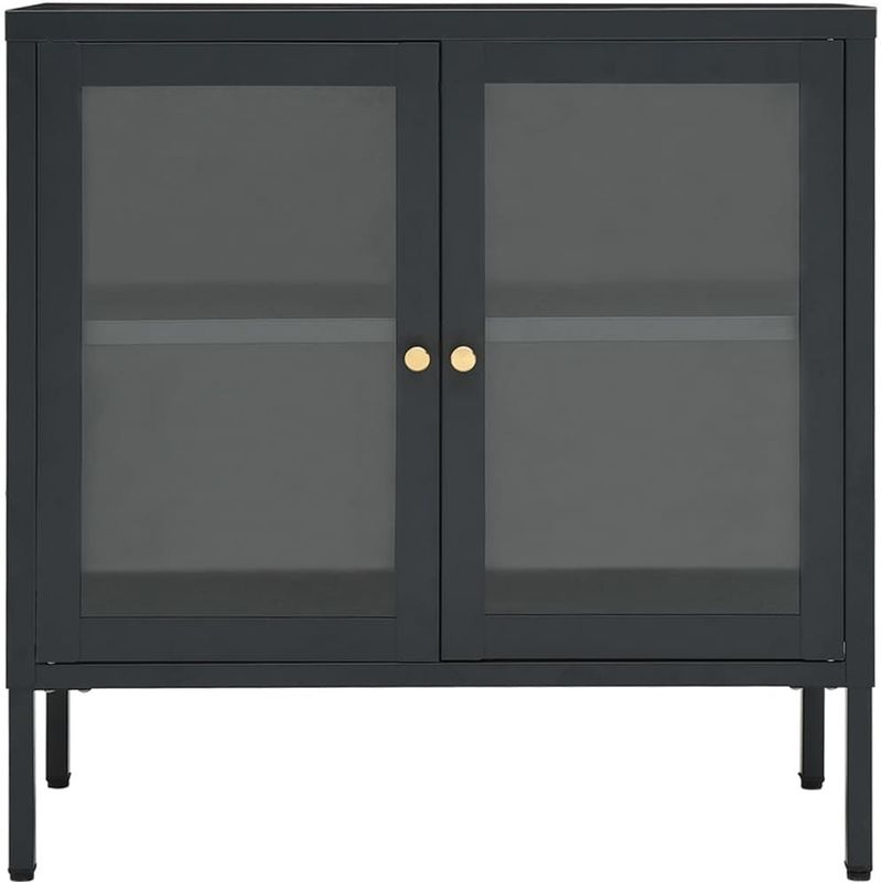 vidaXL - Dressoir - Antracietkleurig - Staal en Glas
