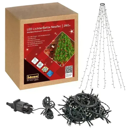 Idena Lichterkette NewTec 280 LED ww Überwurf