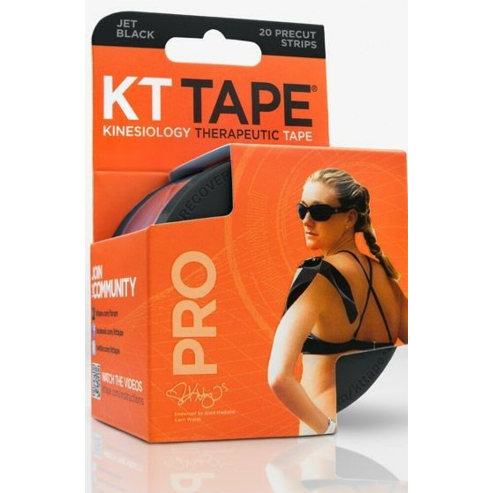 KT Tape Pro Strips Zwart Rol20 stuks