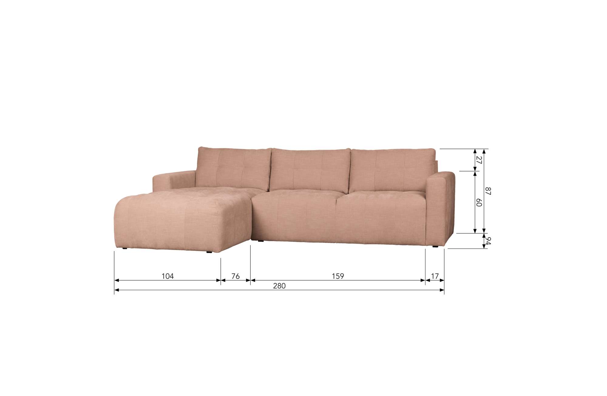 WOOOD Exclusive chaise longue Bar Bar Chaise Longue Links - Roze