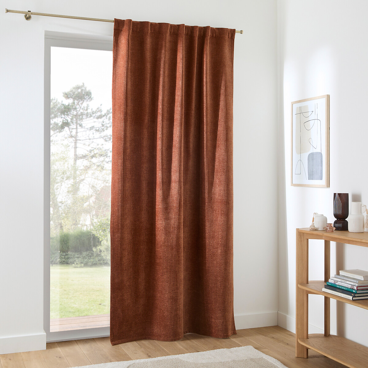 LA REDOUTE INTERIEURS<br>Cortina de veludo cotelê Carly com laços ocultos