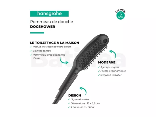 Pommeau de douche pour chien HANSGROHE DogShower 3 jets Noir