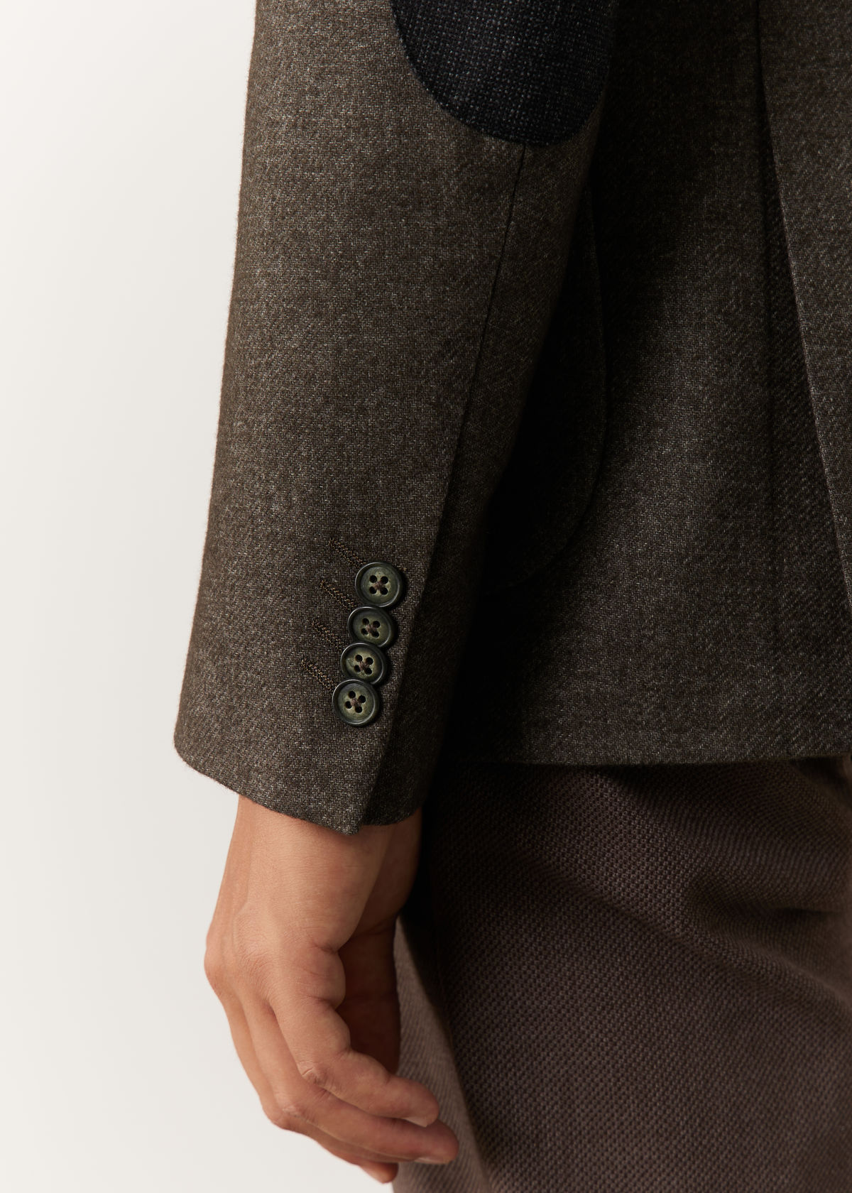 Veste casual Regular en laine mélangée unie kaki