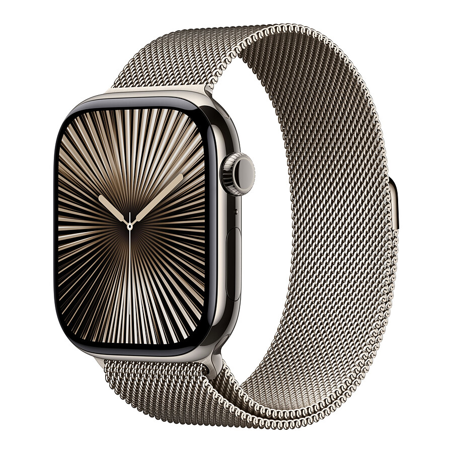 Apple Watch Series 10 GPS + Cellular - Titane Naturel - Bracelet Milanais S/M - 46 mm