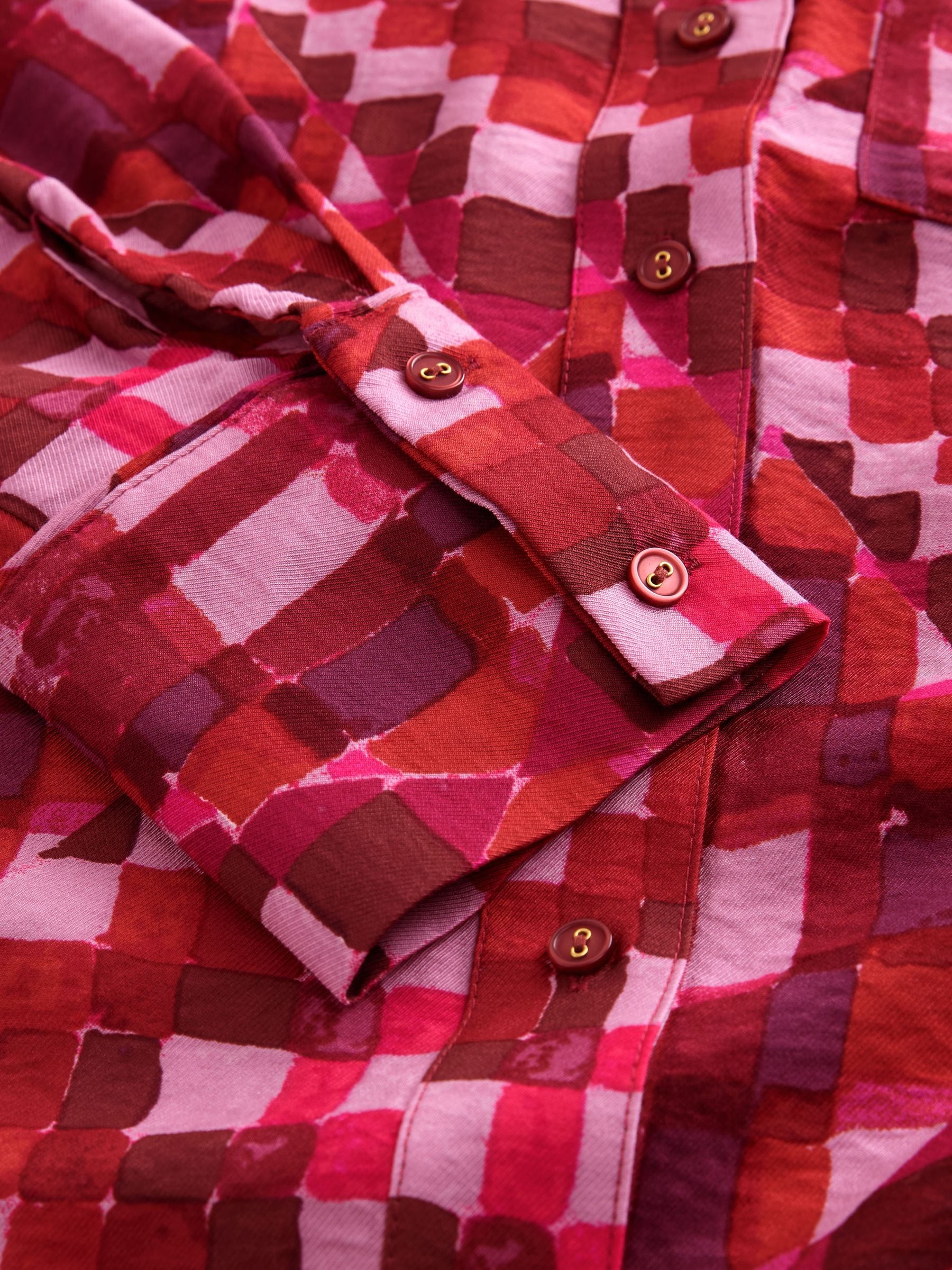 Roze met geometrische print - Overhemd met lange mouwen en knoopsluiting