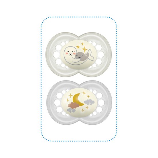 Lots de 2 sucettes Nuit 6m+ en silicone   Aléatoire        de               Mam