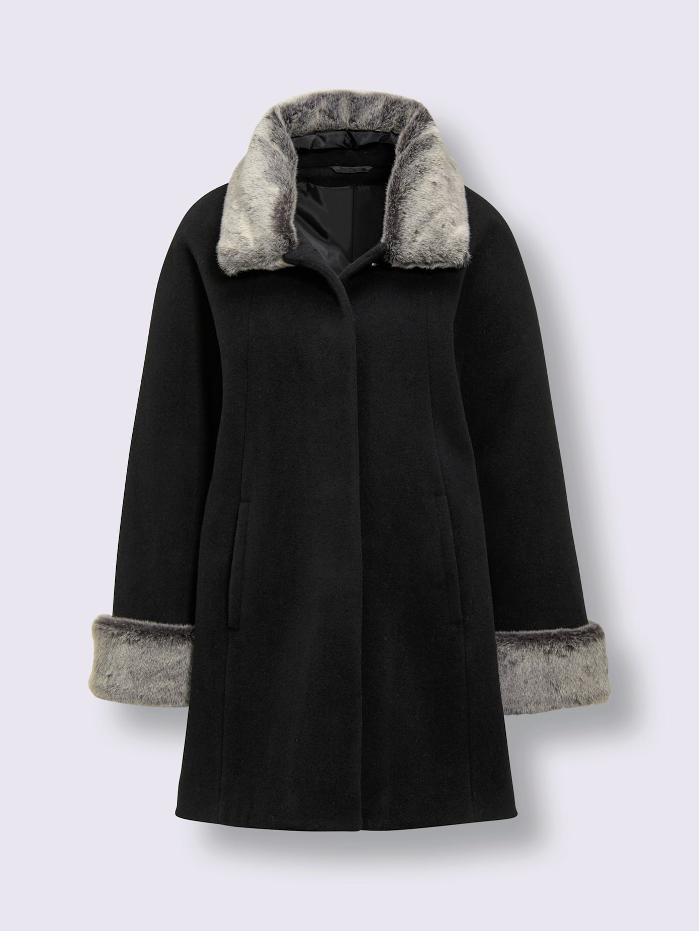 Veste en laine imitation fourrure amovible