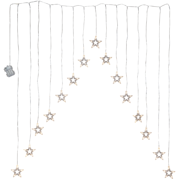 (125cm) 75 LED's Weihnachts Deko Lichterkette Sternen Vorhang Beleuchtung Batteriebetrieben (12.729.49) - Warmweiss