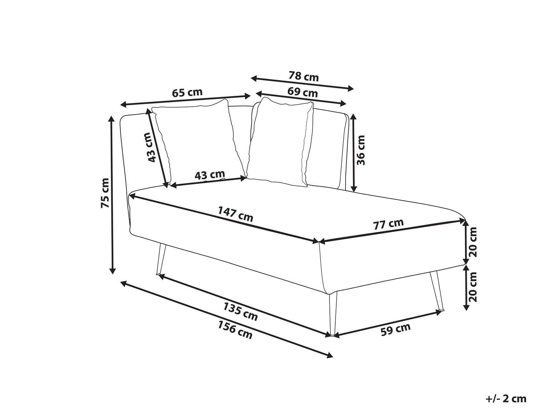 Linkszijdige chaise longue RIOM Stof Wit