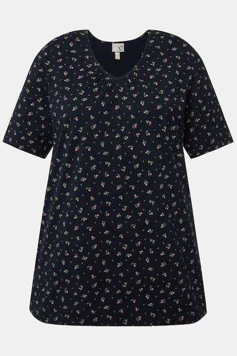 Trachten-Shirt, A-Linie, V-Ausschnitt, Zierfalten, Halbarm