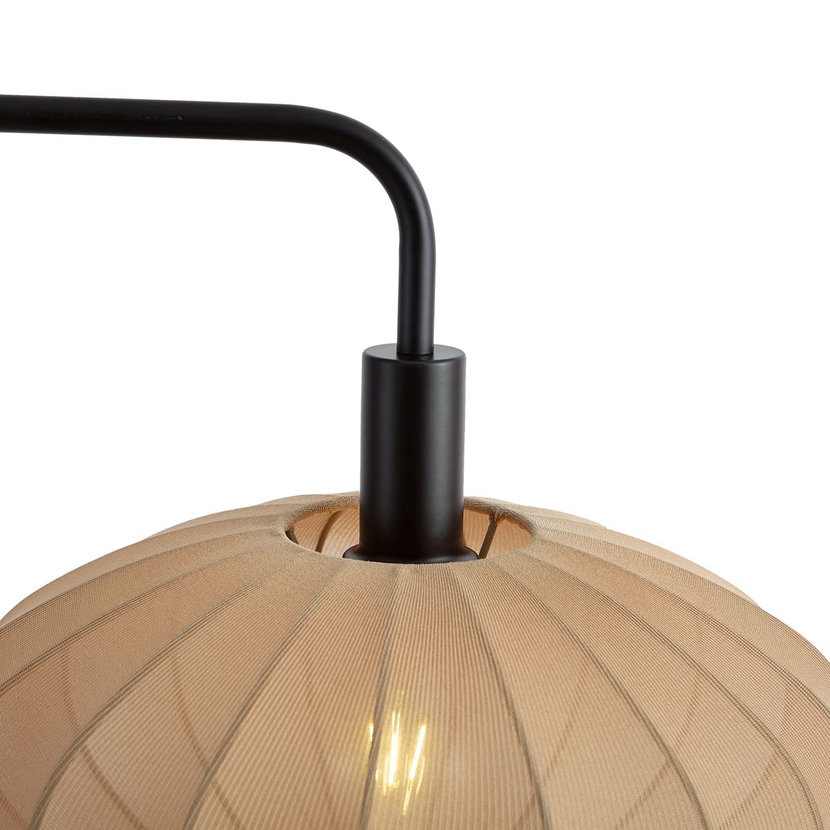 Japandi vloerlamp zwart met stoffen bruine kap - Bida