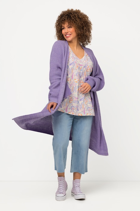 Long-Strickjacke, Eggshape, Oversized, Fledermausarm