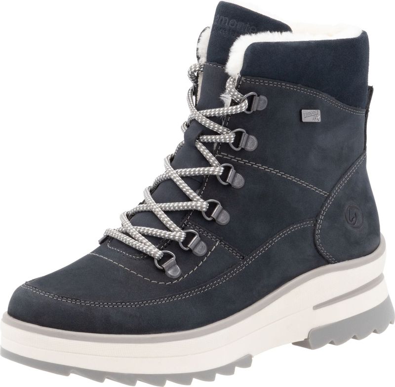 REMONTE - Veterlaarzen - Navy - Leer - Blokhak - Met Plateau