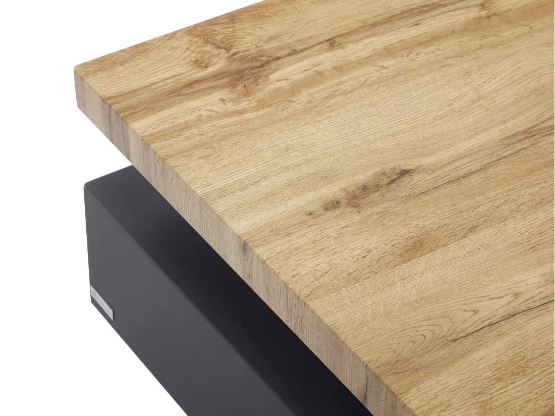 Table basse pivotante avec 1 tiroir en MDF - Anthracite et naturel - KYRIA