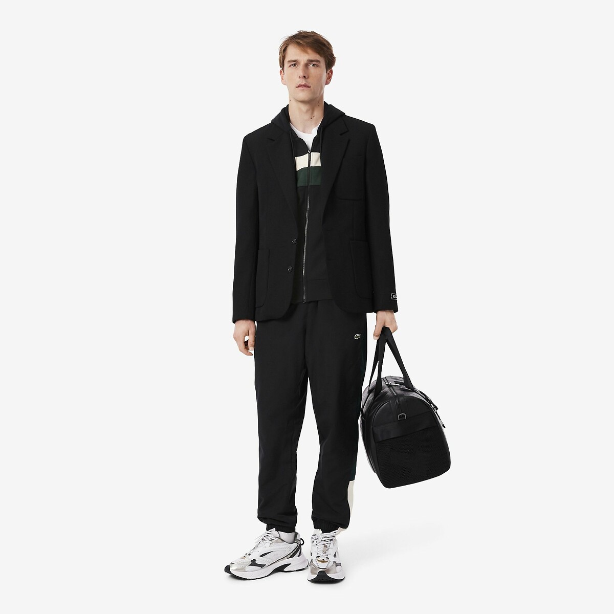 Suéter LACOSTE com zíper e blocos de cor
