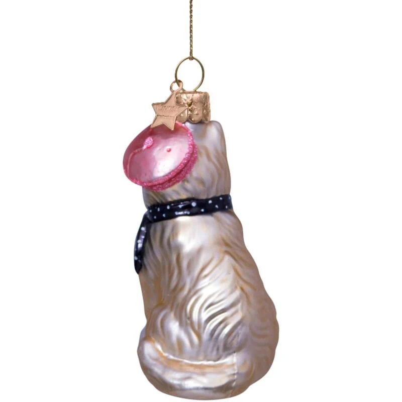 Vondels  Kat m. barret og tørklæde juleophæng - H8,5 cm.