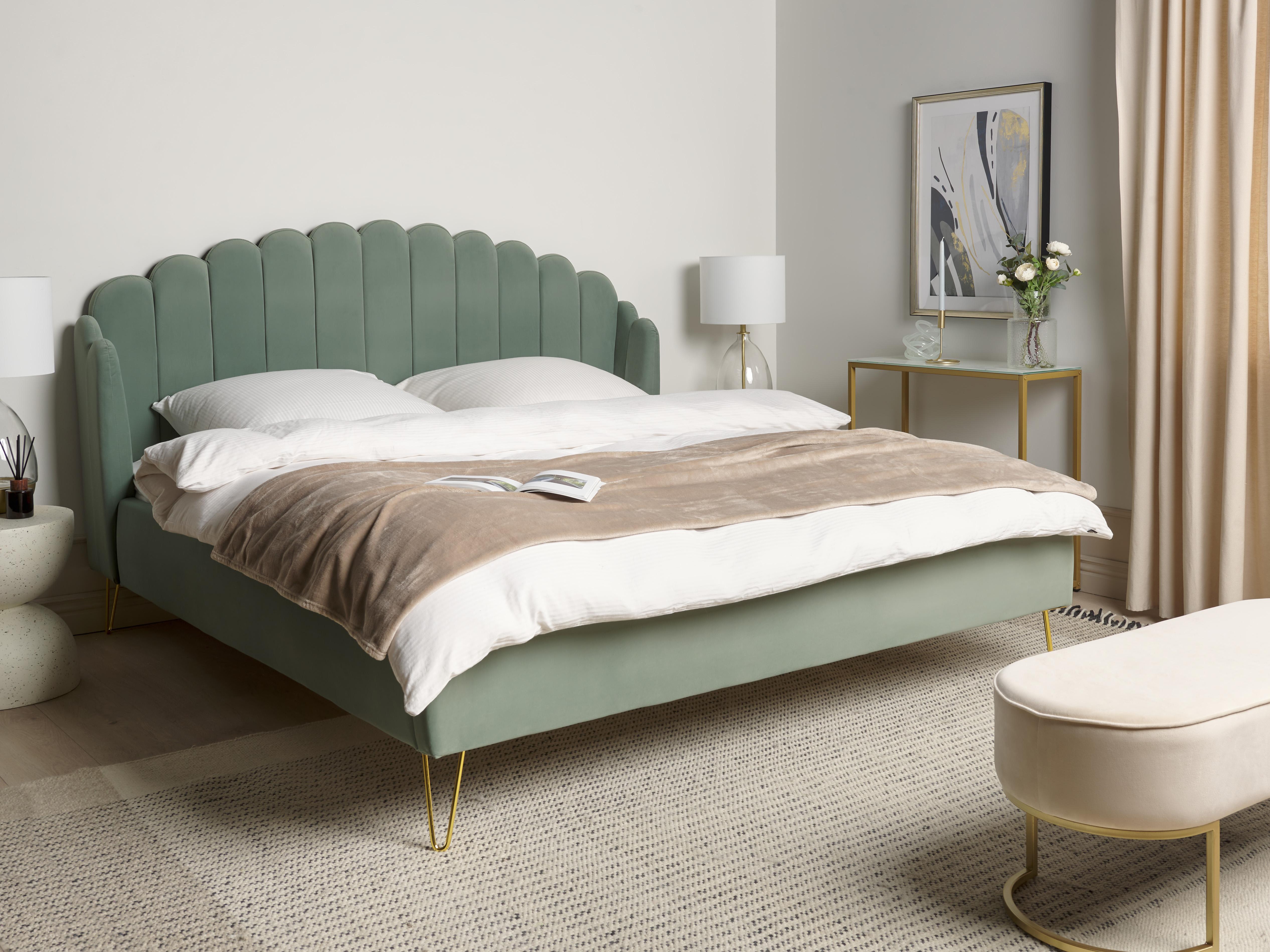 Bed Fluweel AMBILLOU 180 x 200 cm Groen