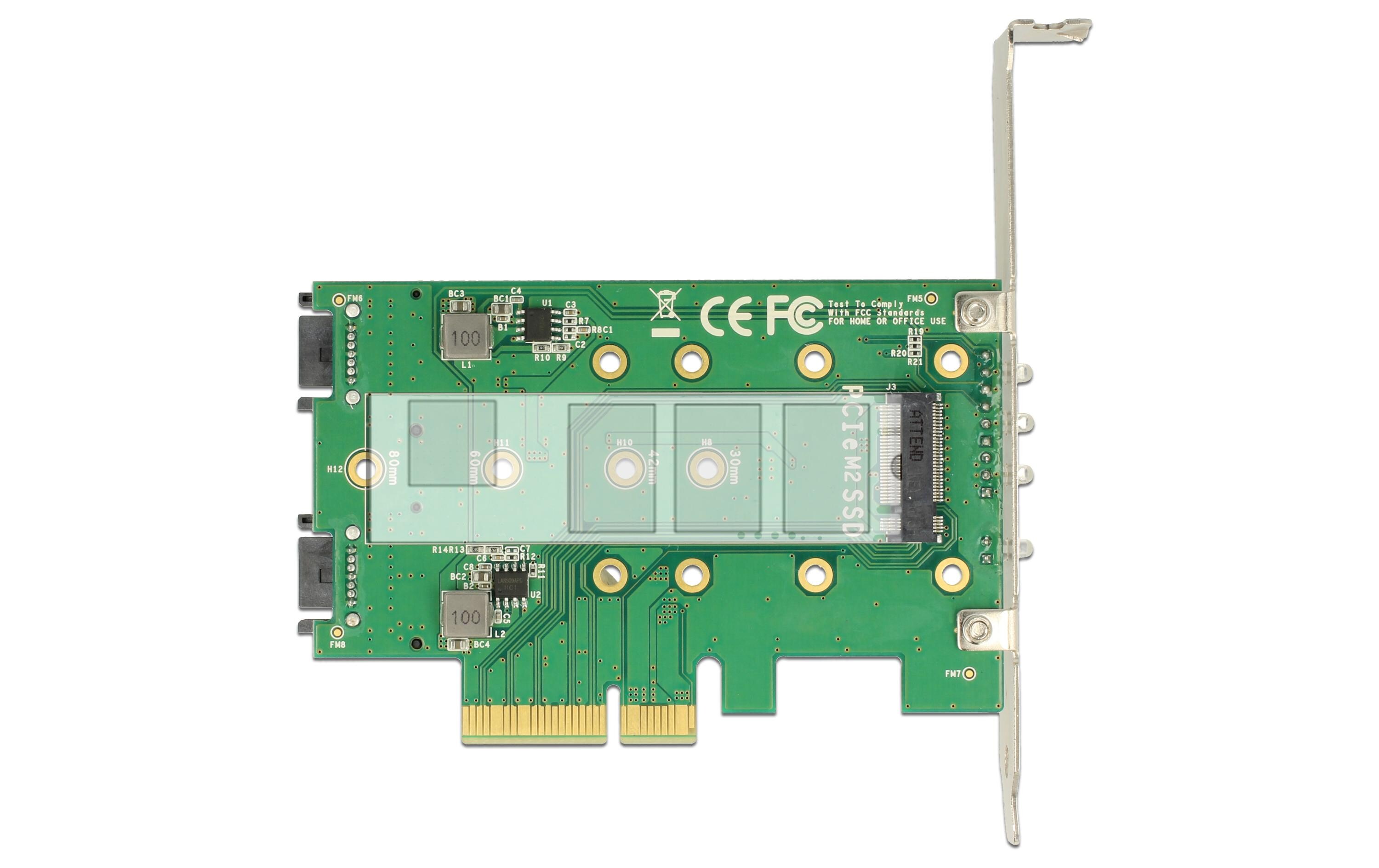 Host Bus Adapter Controller PCIe - M.2, 2xSATA 1xNVMePCI Express-Karte