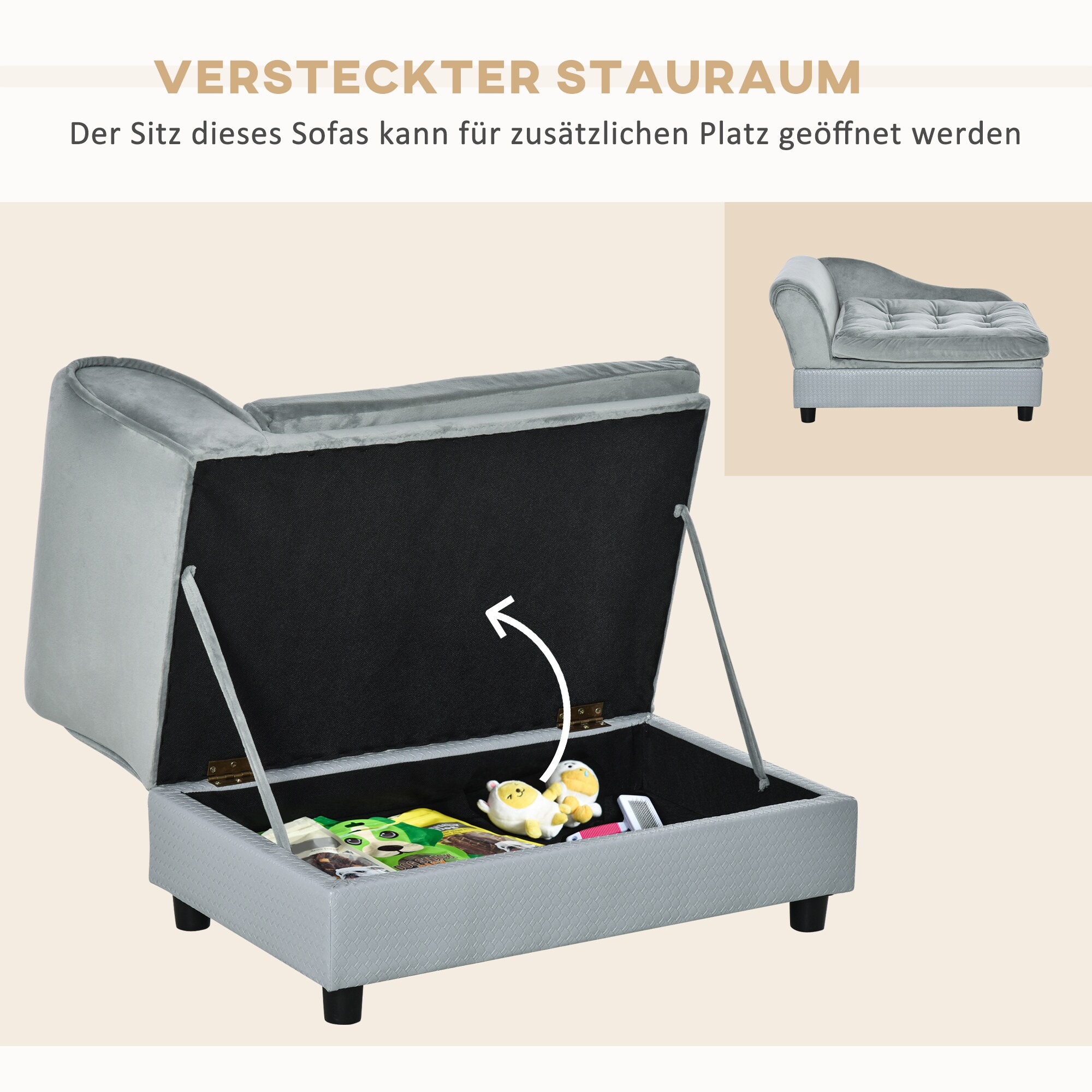 PawHut Hundesofa hellblau 76 x 45 x 41,5 cm (BxTxH)