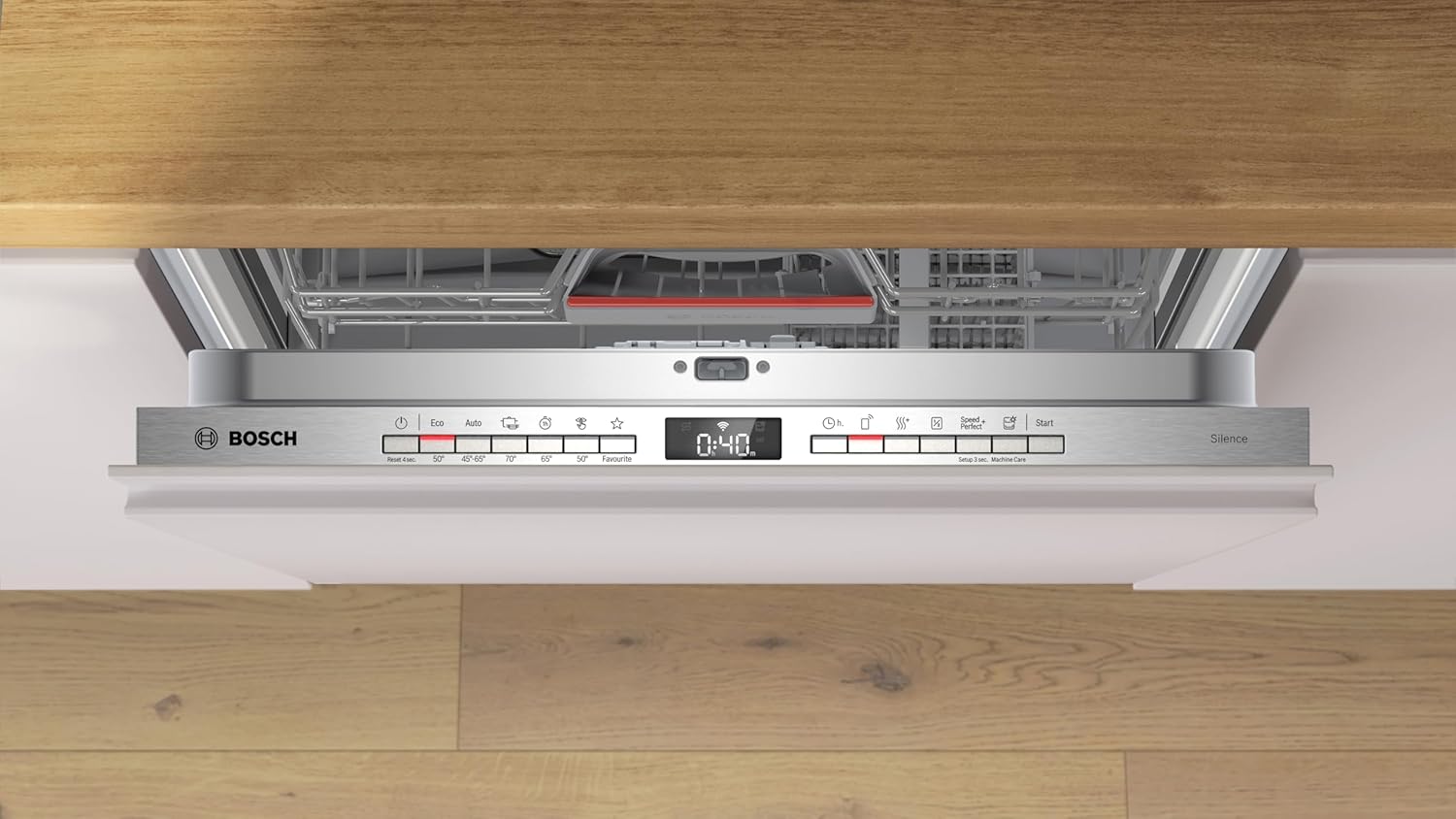 Bosch SMV4HTX14E Serie 4 Vollintegrierter Geschirrspüler, 60 cm, Smart Start, VarioFlex Körbe, Info Light, Geprüfte Hygiene Qualität, Silence Programm