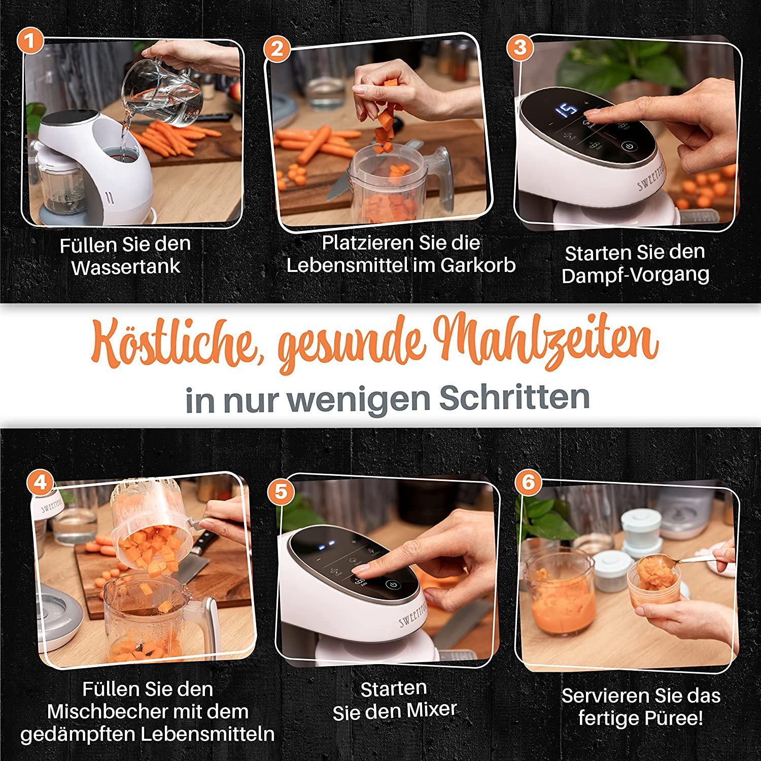 Sweety Fox - Multifunktions Babynahrungszubereiter 7-in-1 - Dampfgarer