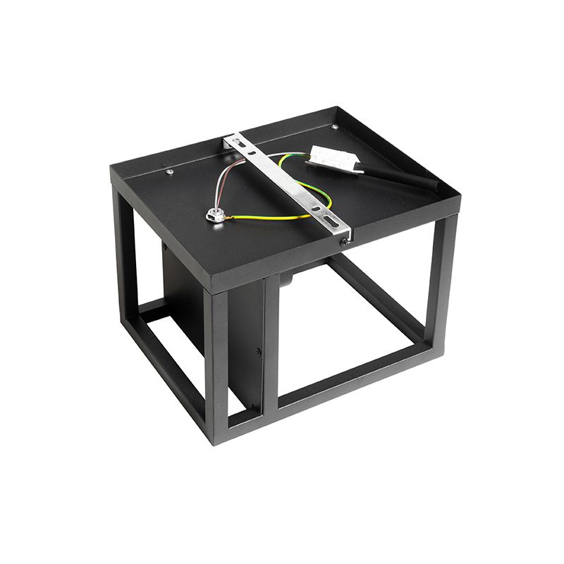 Industriële wandlamp zwart met rek - Cage Rack