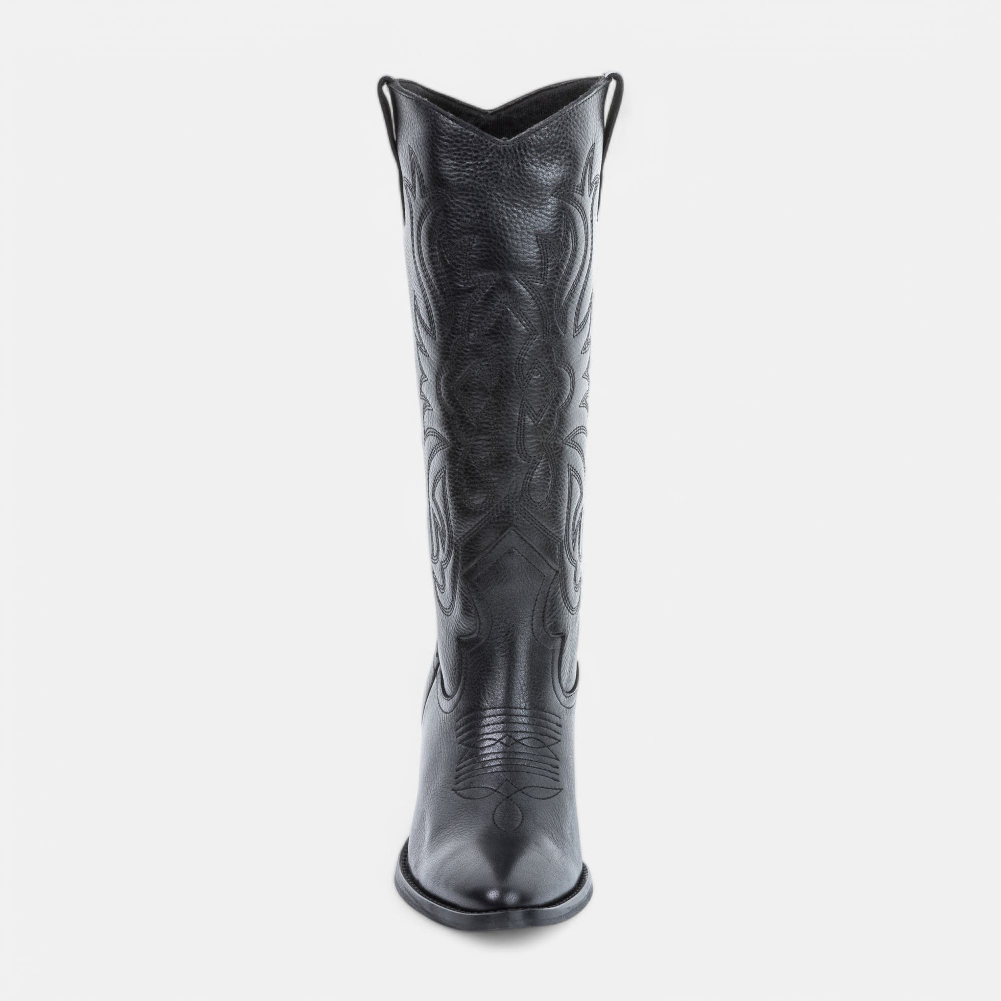 Bottes à talon compensé Femme en cuir noir