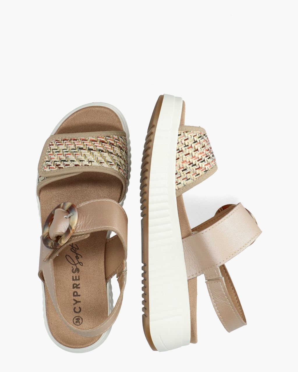 Cypres Zofia Beige/Multi Damessandalen