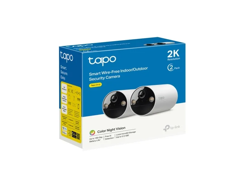 TP-Link Tapo C410 4-pack, IP-sikkerhedskamera, Udendørs, Trådløs, Amazon Alexa & Google Assistant, CE, FCC, DOE, CEC, RCM, KC, NCC, BSMI, NTRA, IP65, Loft/væg