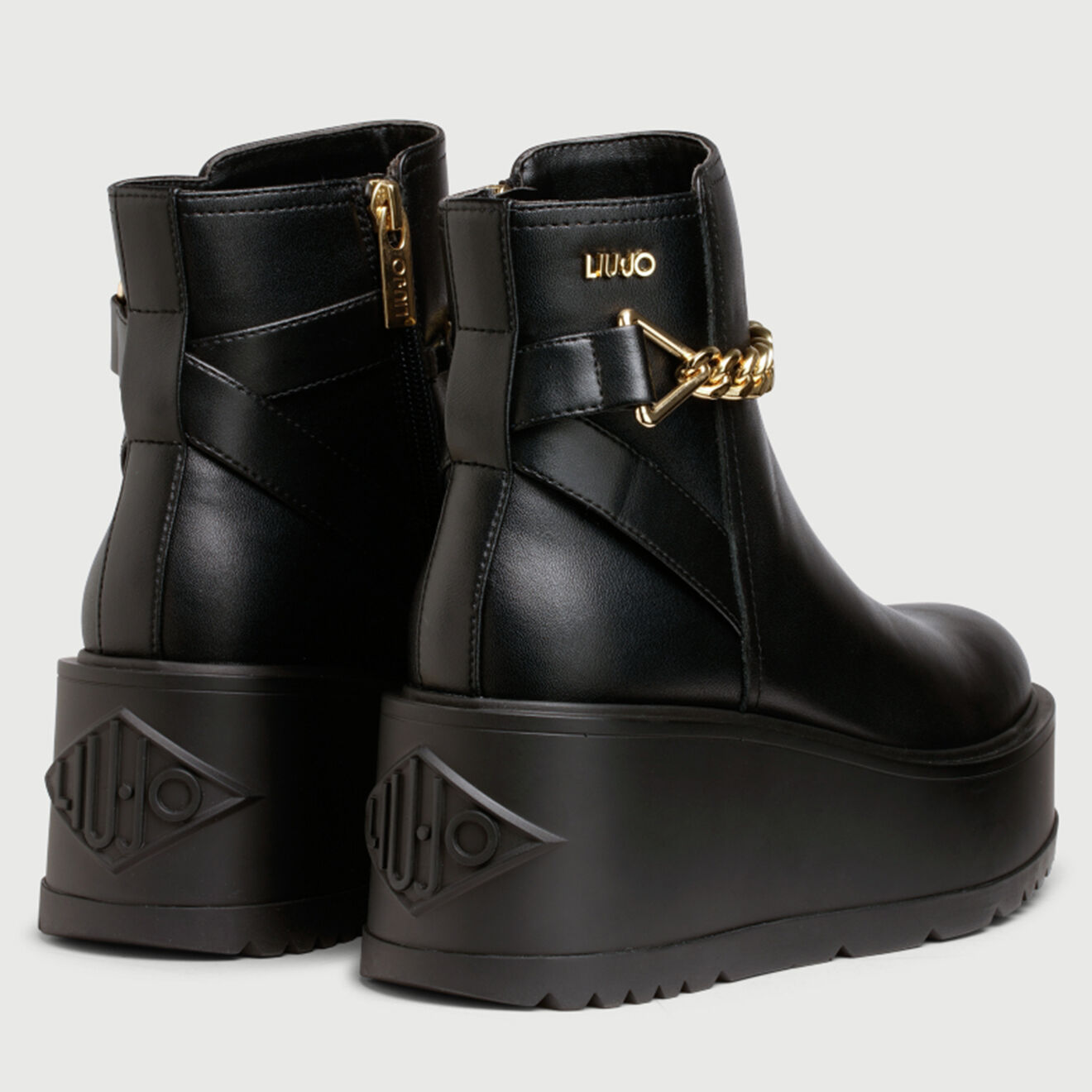Liu-Jo Boots compensées en Cuir Carol noires - Talon 6 cm