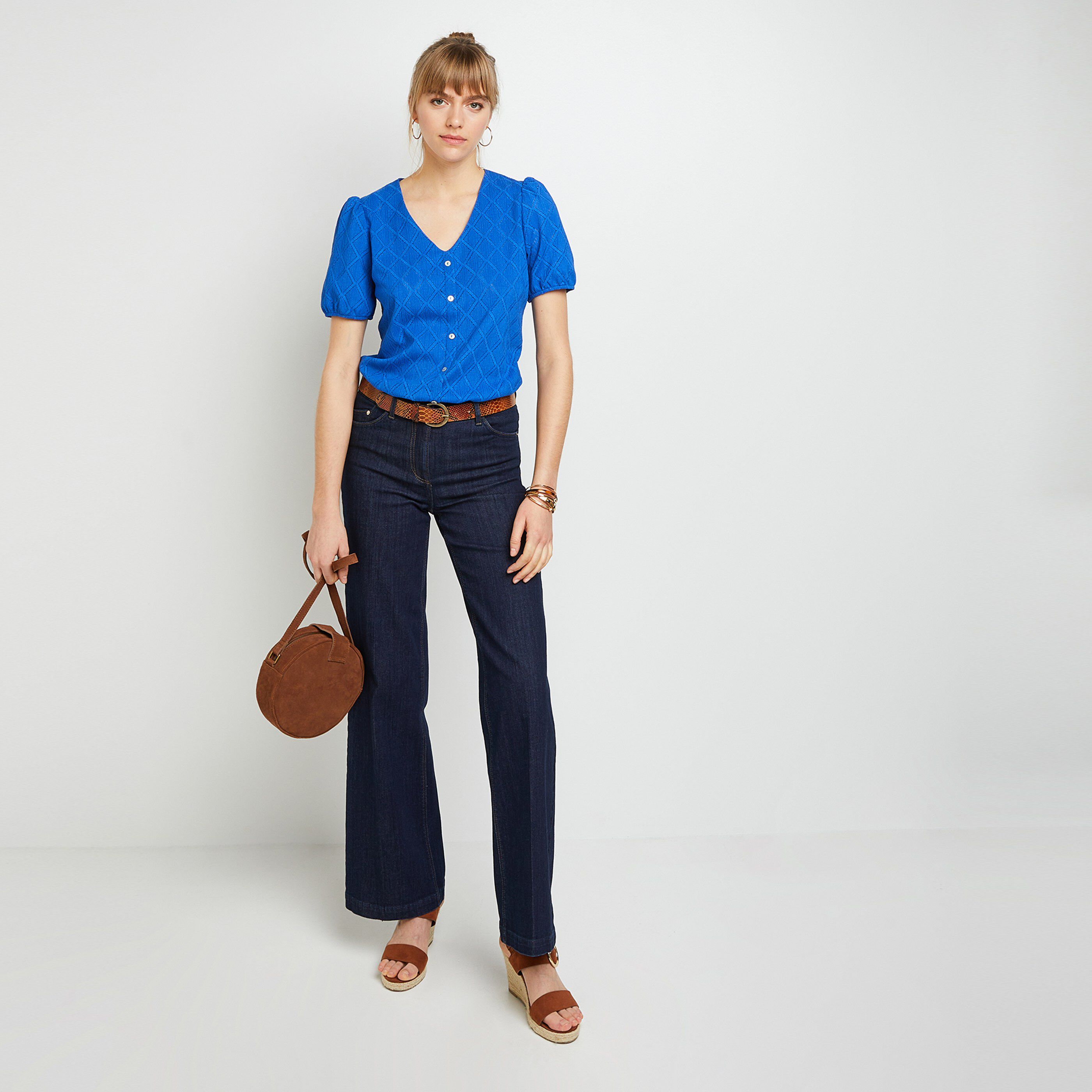 Tshirt ajouré femme - BLEU