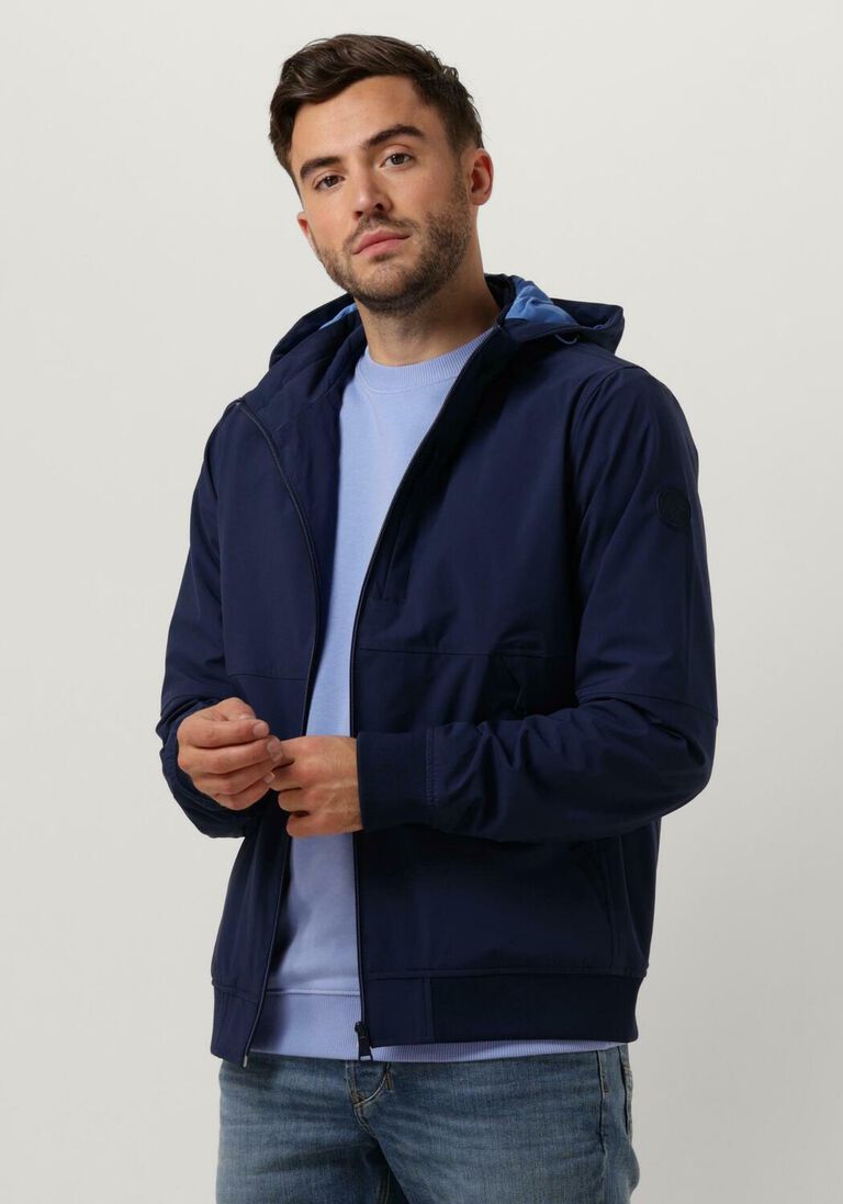 SCOTCH & SODA donkerblauwe scotch & soda jack hooded colourblock jacket