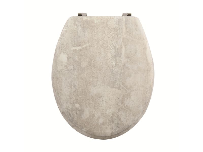 MSV Toilettensitz Grau WC-Sitz aus MDF mit Edelstahlscharnieren