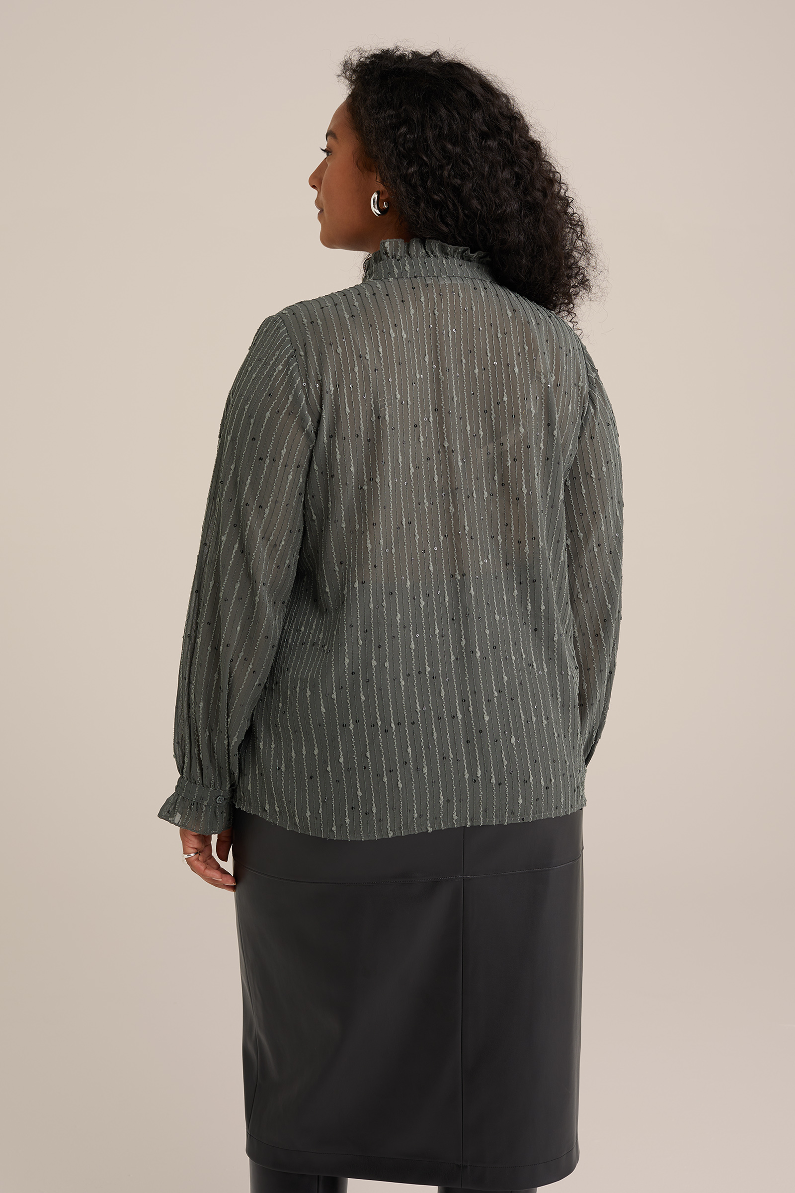 blouse met structuur - Curve WE Fashion Donkergroen