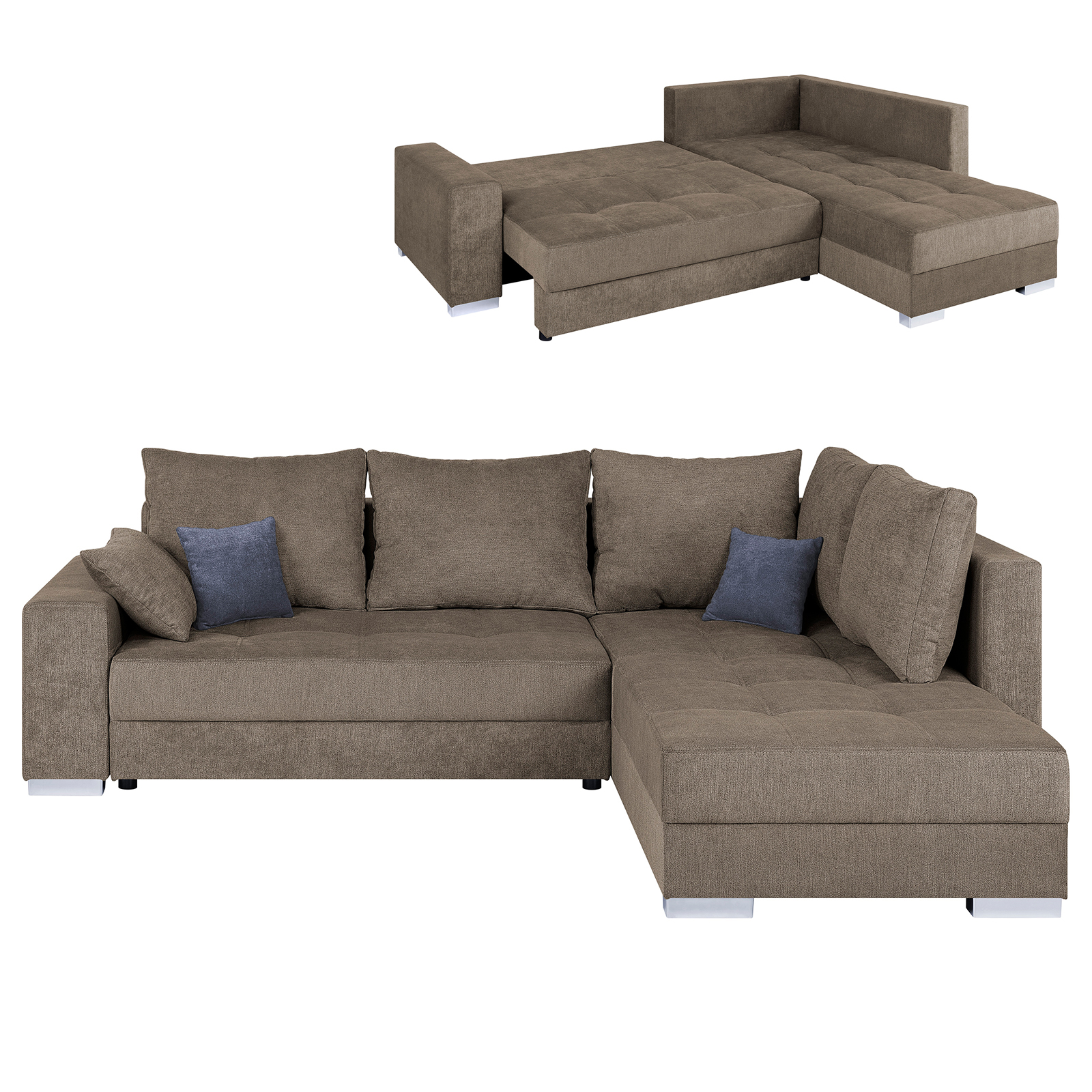 Ecksofa - nougat - mit Liegefunktion