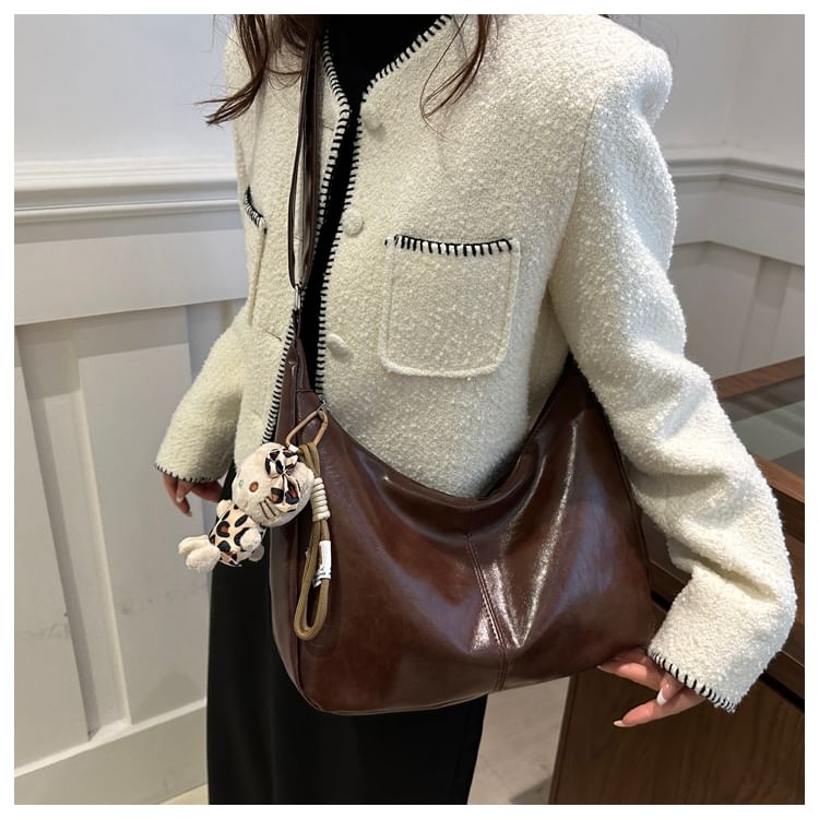 Maorong - Effen imitatieleren crossbodytas