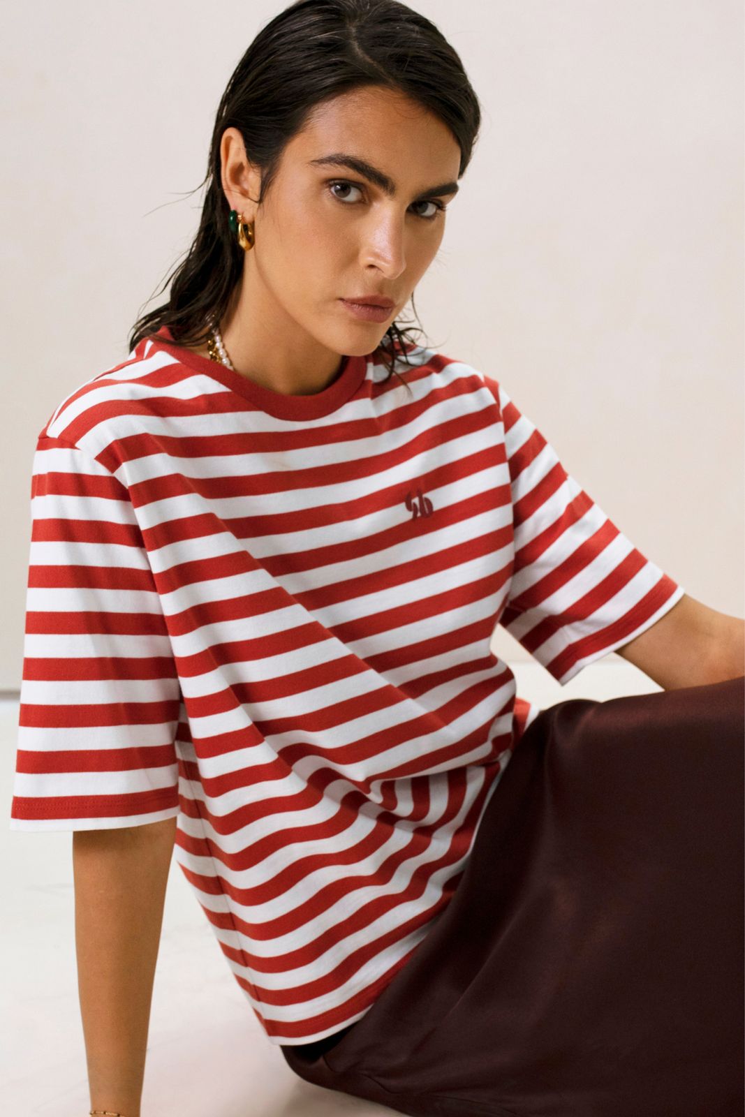 Rood met wit gestreept T-shirt