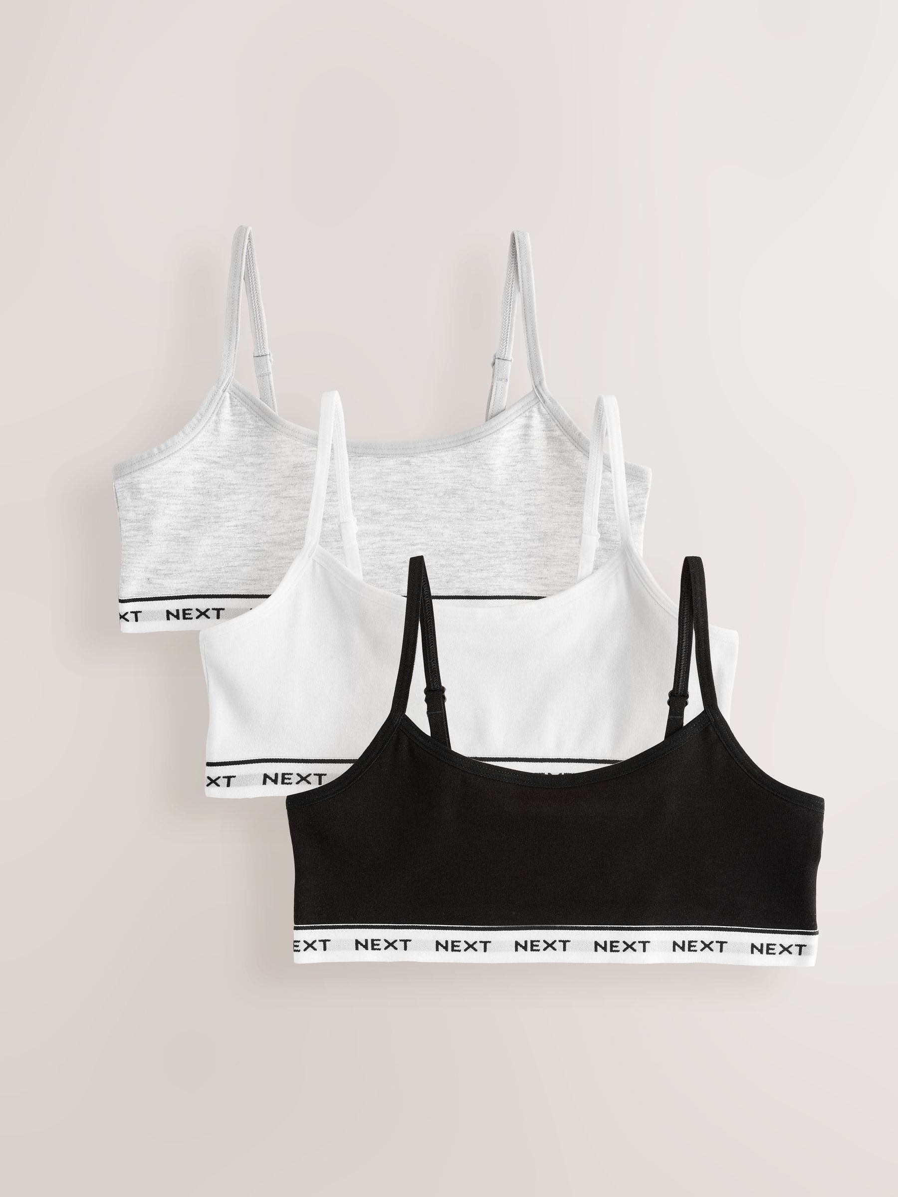 Grijs/zwart/wit - Set van 3 crop tops met bandjes (5 - 16 jr)